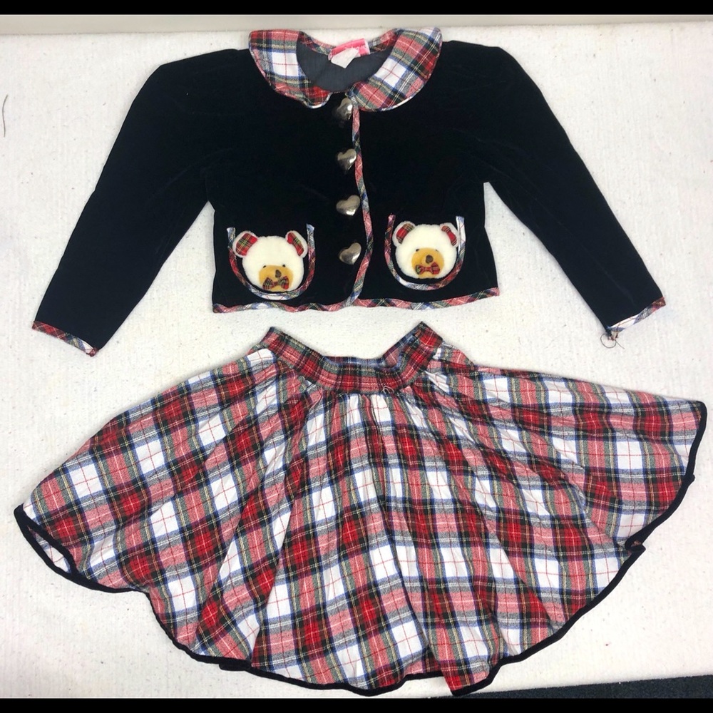 Toddler Christmas button up jacket with skirt